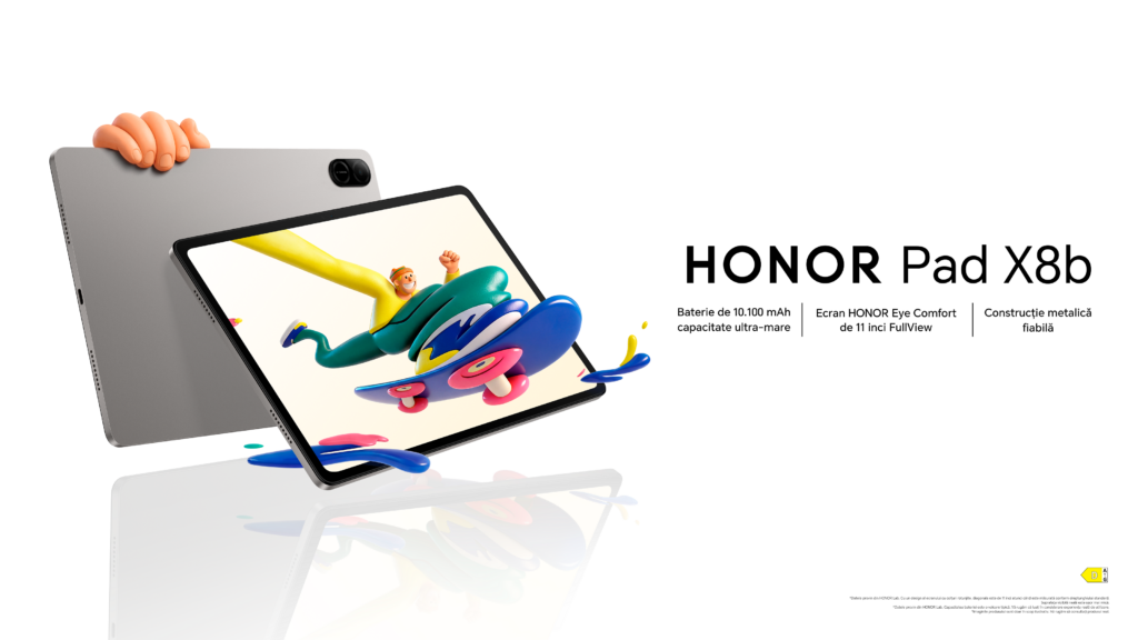 HONOR prezintă HONOR Pad X8b, noua tabletă inspirată de segmentul flagship, cu autonomie extinsă: până la 97 de zile standby și 21 de ore de redare video online